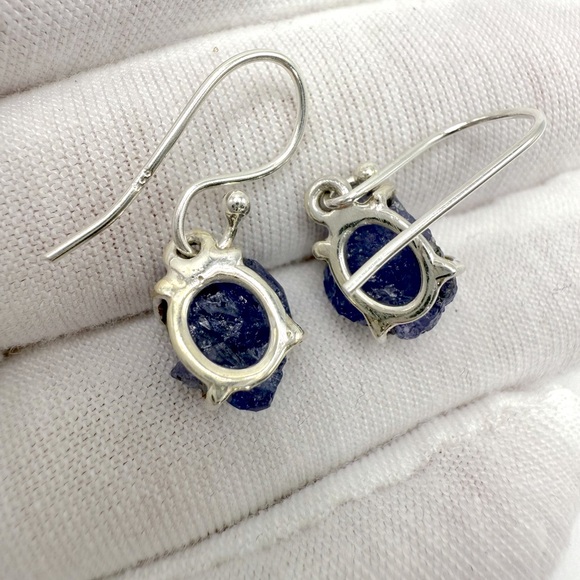 Tanzanite Rough Cut .925 Sterling Silver Earrings - Picture 12 of 16